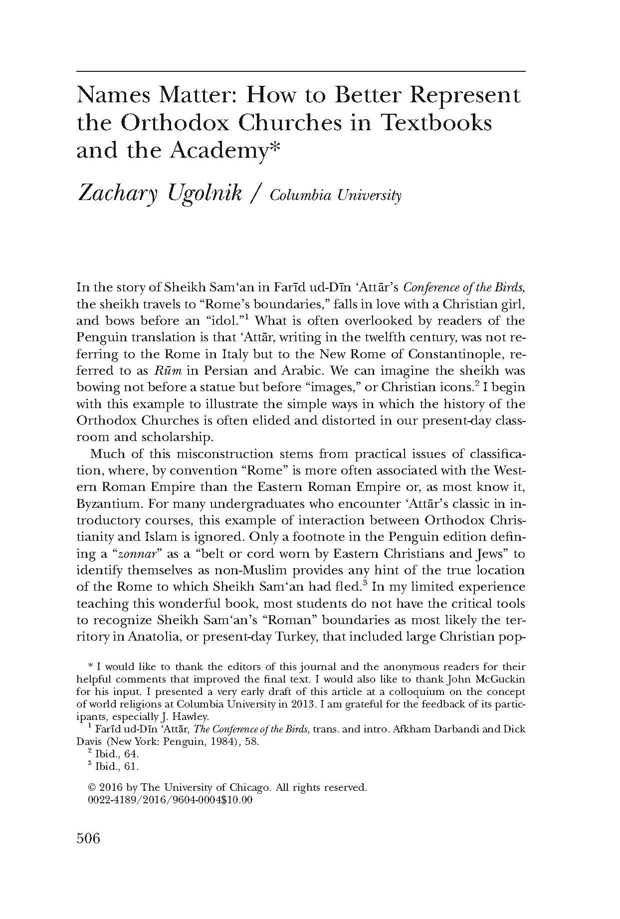 Names Matter: How to Better Represent the Orthodox Churches in Textbooks and the Academy